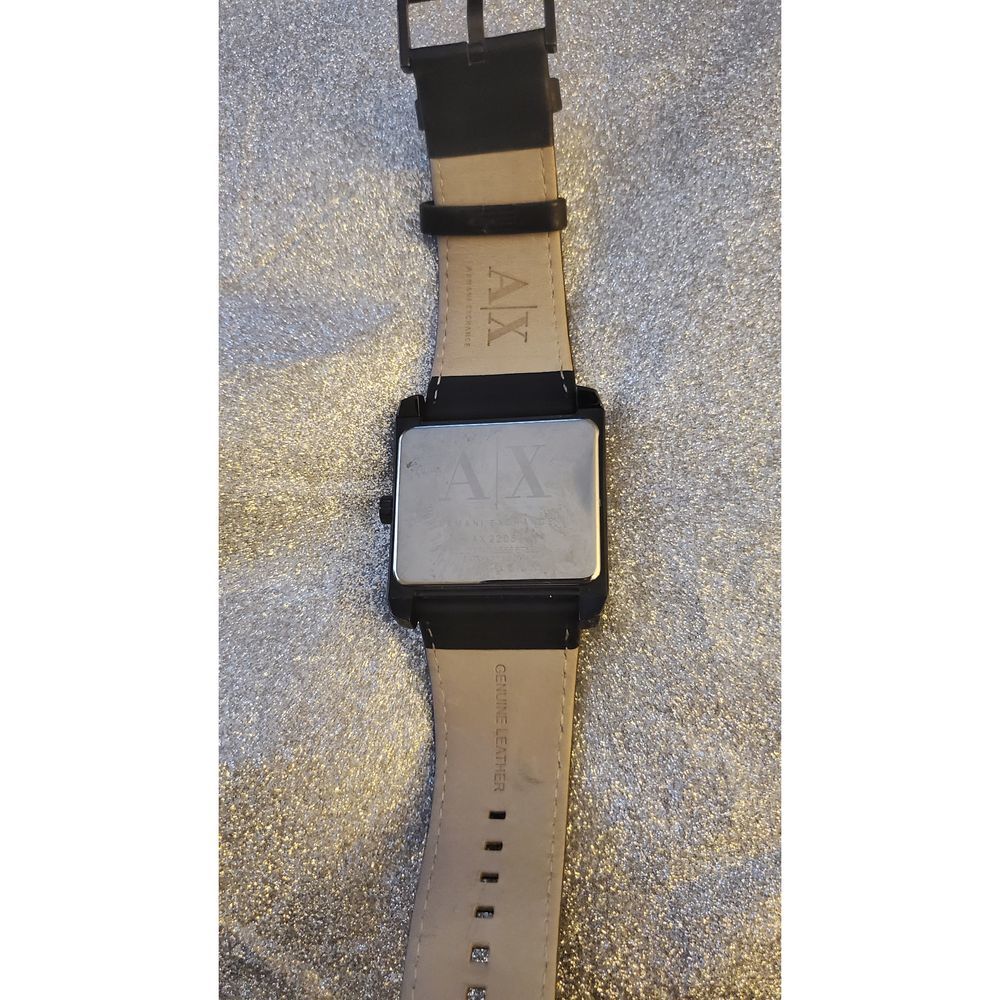Armani Exchange Mens Leather Rectangular Watch - image 5